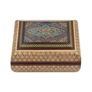 جعبه جواهرات خاتم کاری مدل زیر و رو گرد کد 01