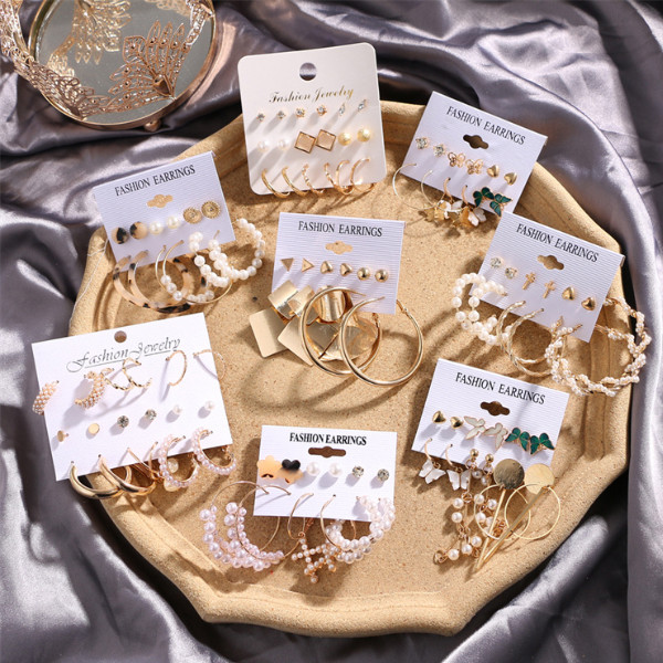 گوشواره دخترانه مدل حلقه ای بزرگ مجموعه 6 عددی