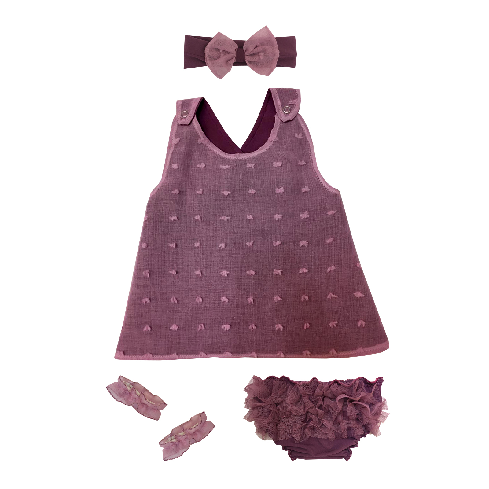 ست 4 تکه لباس نوزادی دخترانه مدل یاس کد 100 