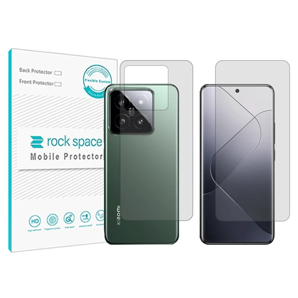 محافظ صفحه نمایش شفاف راک اسپیس مدل Anti Shock مناسب برای گوشی موبایل شیائومی 14Pro به همراه محافظ پشت گوشی