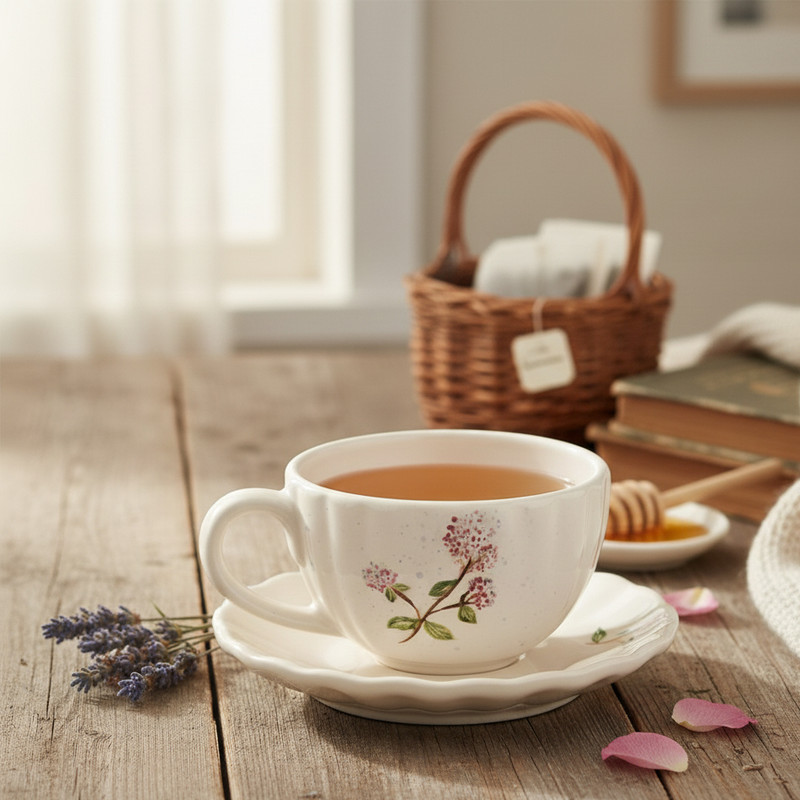 فنجان و نعلبکی آوای دل مدل گل پونه