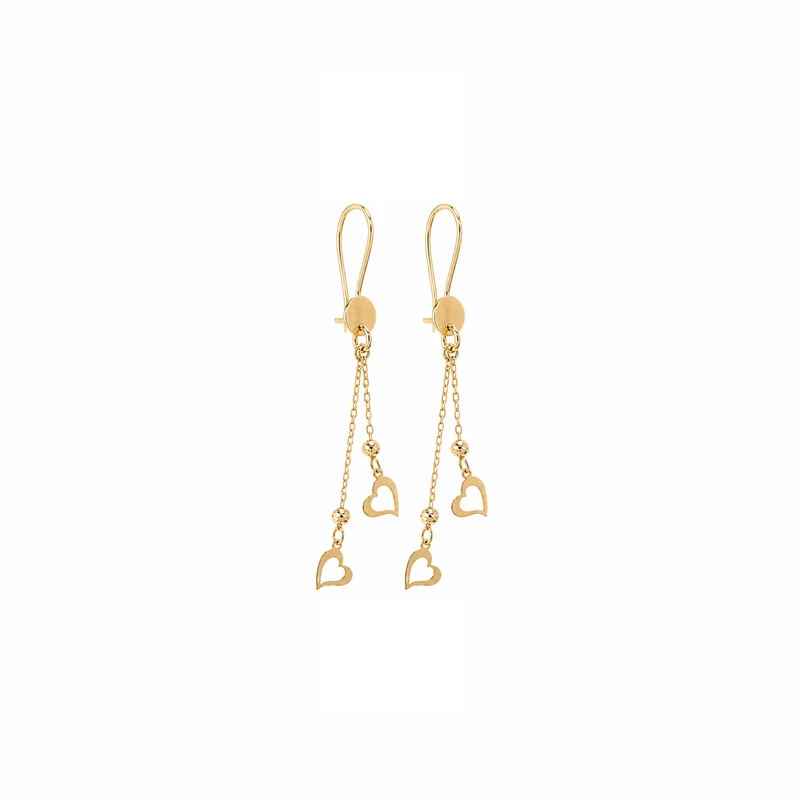 گوشواره بخیه‌ای طلا 18 عیار زنانه مان گالری مدل آویز قلب هندسی کد EA01-0027400