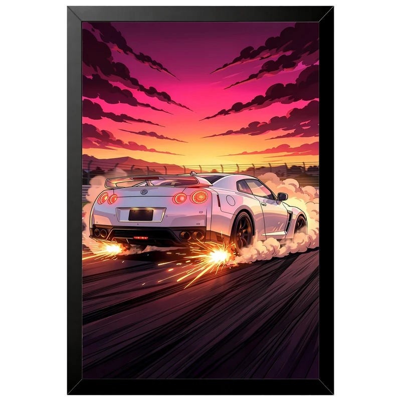 تابلو بکلیت طرح ماشین و خودرو نیسان NISSAN GT-R R35 مدل B-pe130181 فریم مشکی