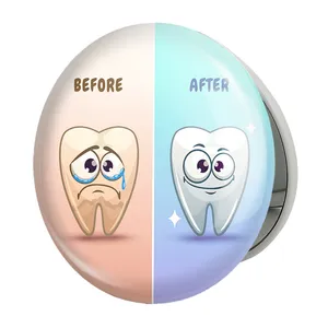 آینه جیبی خندالو طرح دندان و دندانپزشکی کودکانه مدل تاشو کد 27784 