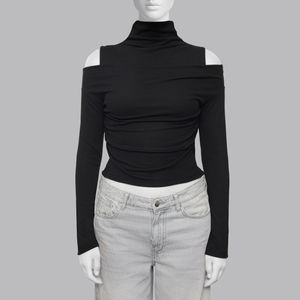 کراپ بلوز آستین بلند یقه ایستاده زنانه مدل 835544977 طرح ترندیول