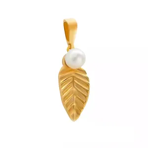 آویز گردنبند طلا 18 عیار زنانه گالری روبی مدل برگ و مروارید