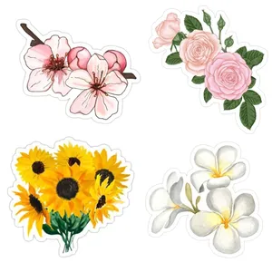 استیکر لپ تاپ طرح گل مجموعه 4 عددی 
