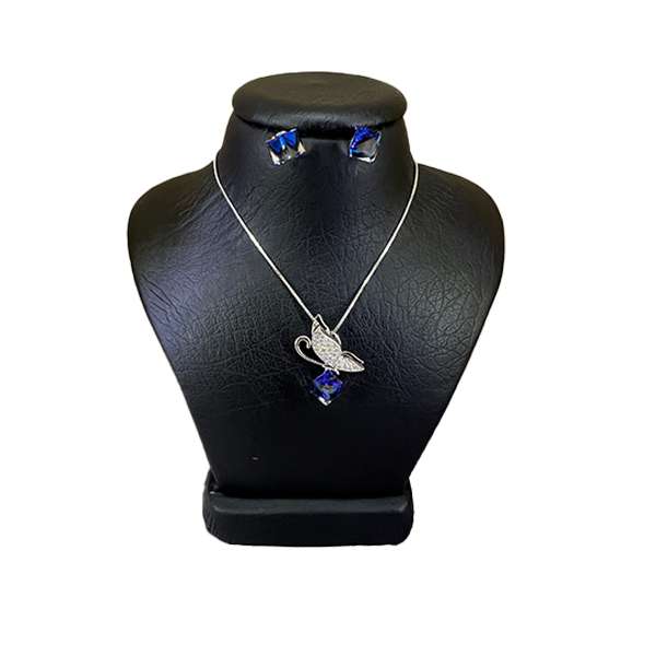 نیم ست نقره زنانه مدل پروانه و مکعب کد 279658