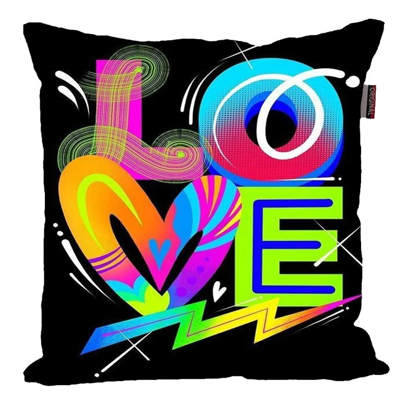 کوسن پاد آفرین مدل فانتزی طرح LOVE رنگی کد p1137