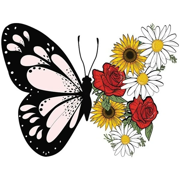 استیکر پارچه و لباس کارانس مدل پروانه و گل کد AST-96 بسته 4 عددی