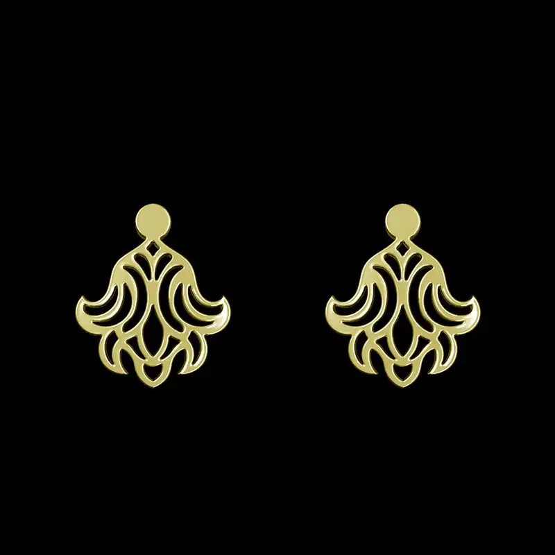 گوشواره طلا 18 عیار زنانه مدوپد مدل هندسی کد GA1-15130