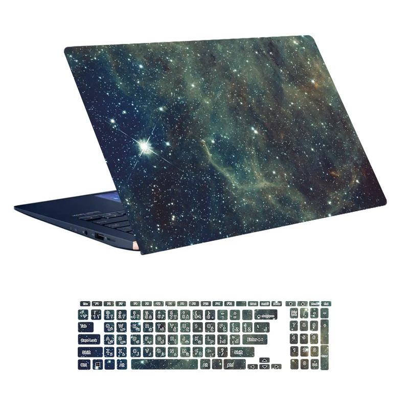 استیکر لپ تاپ توییجین و موییجین طرح Space کد 142 مناسب برای لپ تاپ 15.6 اینچ به همراه برچسب حروف فارسی کیبورد 