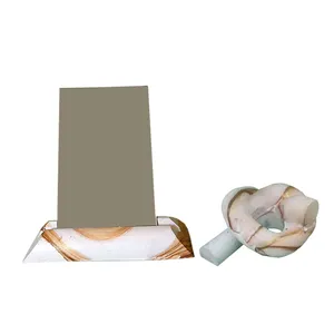 ست 3 تکه آینه و شمعدان سنگی  مدل ماربل پتینه کد 3006