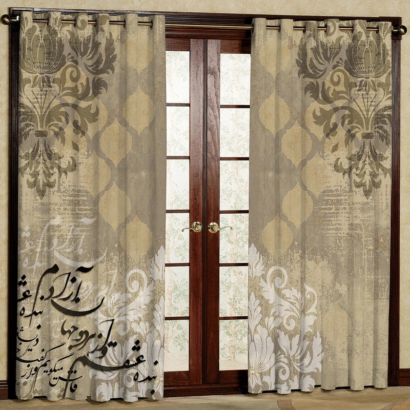 پرده مدل مخمل پانچی طرح نستعلیق کد 4400T2 سایز 200x140 سانتی متر