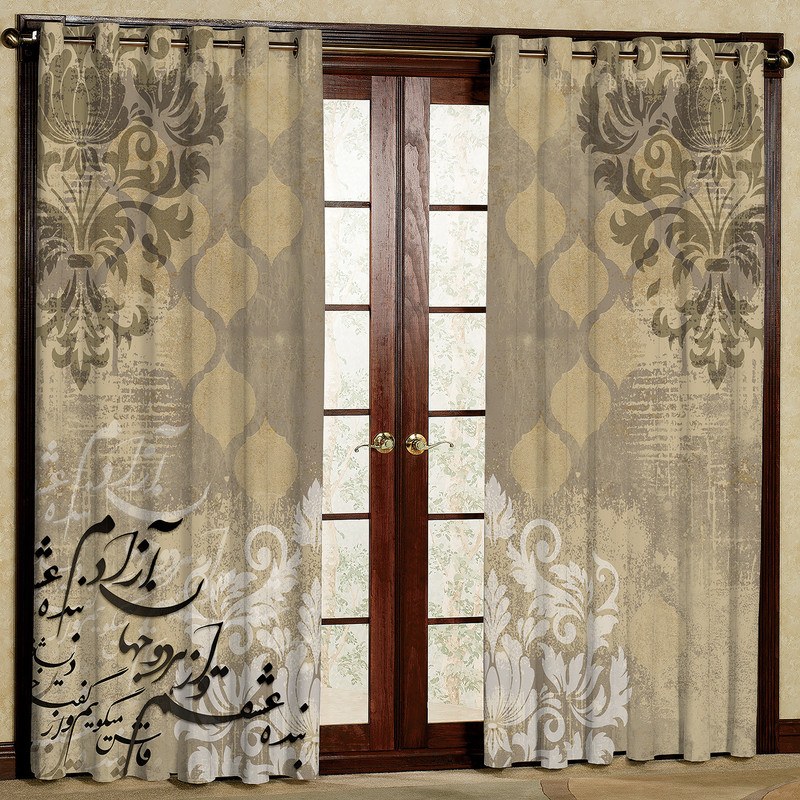 پرده مدل مخمل پانچی طرح نستعلیق کد 4400T2 سایز 200x140 سانتی متر