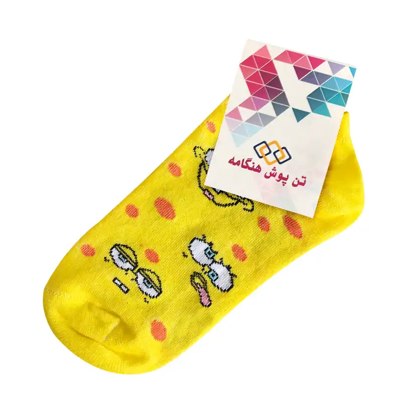 جوراب پسرانه تن پوش هنگامه مدل باب اسفنجی خال خالی کد Z-002
