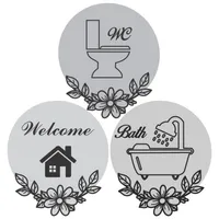 تابلو نشانگر تزیینی مدل ورودی دستشویی و حمام T.M مجموعه 3 عددی