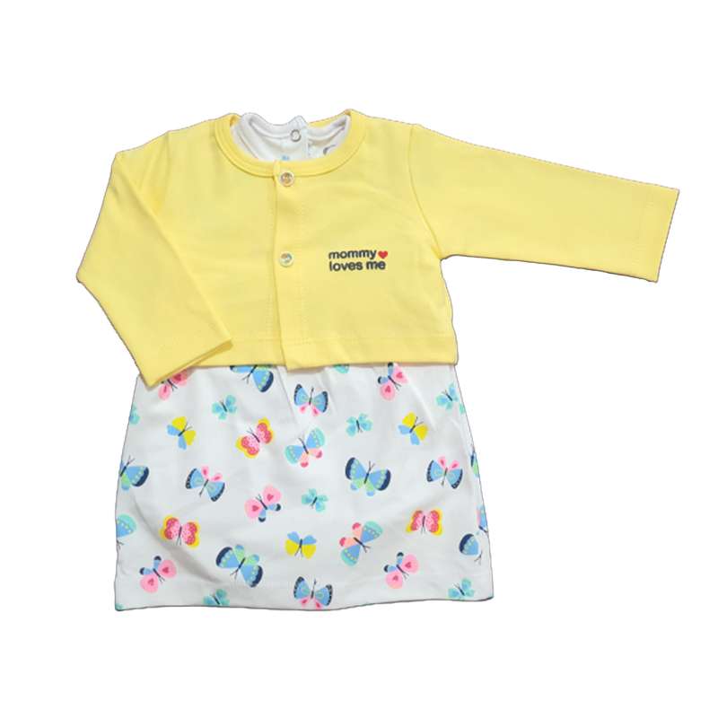 ست کت و پیراهن نوزادی مدل پروانه کد 005
