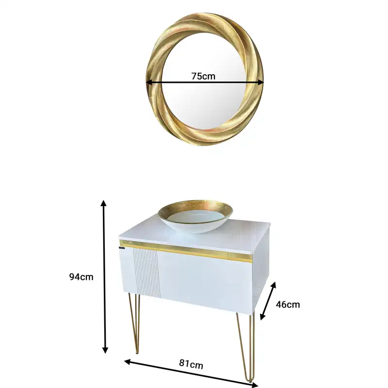 ست کابینت و روشویی سیتکا مدل EZ-glr007 به همراه قاب اینه