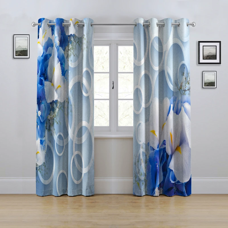 پرده مدل پانچی طرح گل سه بعدی سایز 280x145 سانتی متر