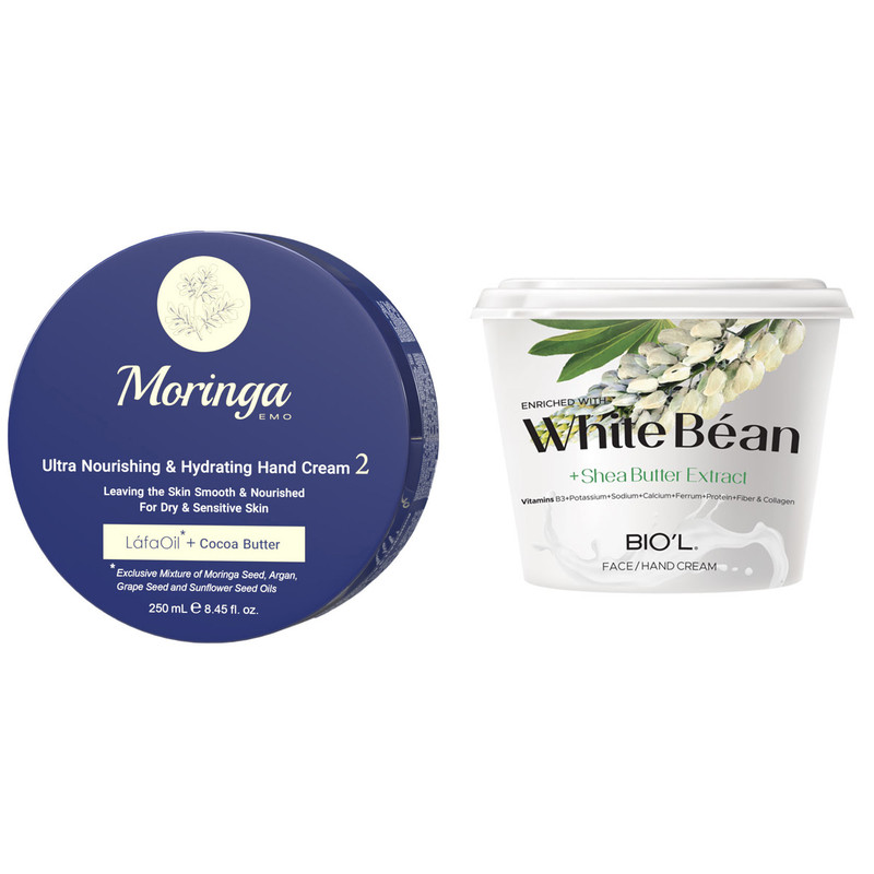 کرم آبرسان مورینگا امو حجم 250 میلی لیتر به همراه کرم مرطوب کننده بیول مدل White Bean حجم 250 میلی لیتر