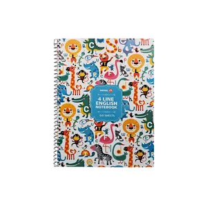 دفتر زبان 60 برگ نهال مدل چهار خط طرح حیوانات کد 6011