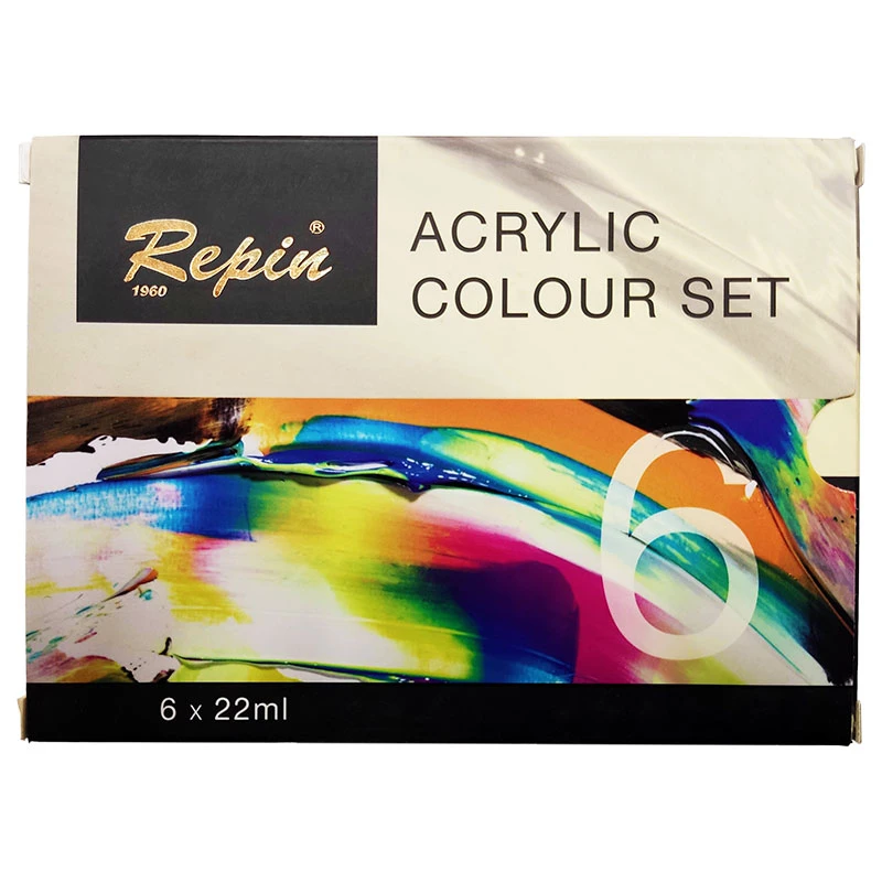 رنگ اکریلیک رپین کد 101058 حجم 22 میلی‌لیتر بسته 6 عددی