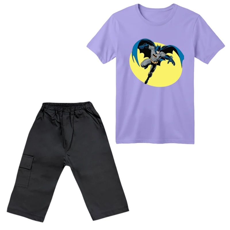 ست تی‌شرت آستین کوتاه و شلوارک پسرانه مدل بتمن کد ۲۴