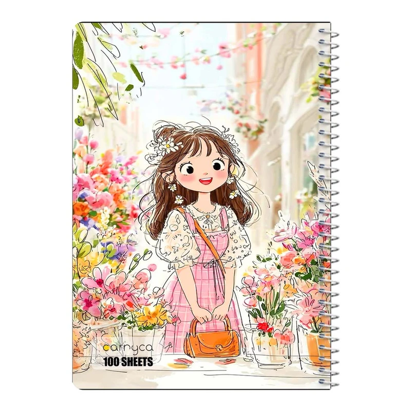 دفتر مشق 100 برگ سیمی کارنیکا طرح دخترانه کیوت Girly Cute کد 58084