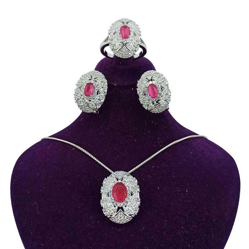 نیم ست نقره زنانه سلین کالا مدل یاقوت ce-As229