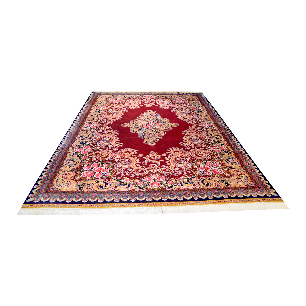 فرش ماشینی آذردکور مدل ابریشمی کد 50 زمینه ارغوانی