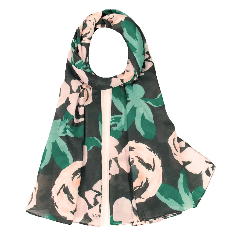 شال زنانه مدل نخی مزونی طرح گل رز کد a-2314