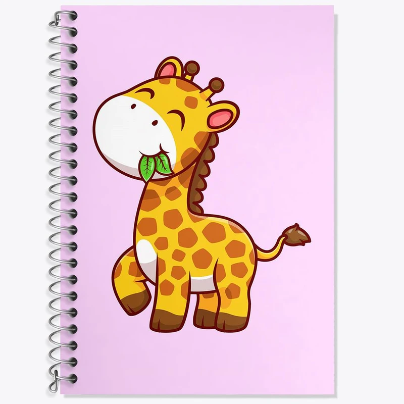 دفتر زبان 50 برگ خندالو مدل دو خط طرح حیوانات بامزه زرافه کد 29718