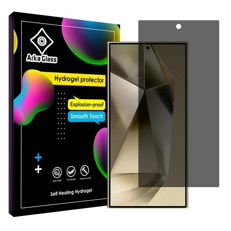 محافظ صفحه نمایش حریم شخصی آرکا گلس مدل هیدروژلی مناسب برای گوشی موبایل سامسونگ Galaxy S24 Ultra
