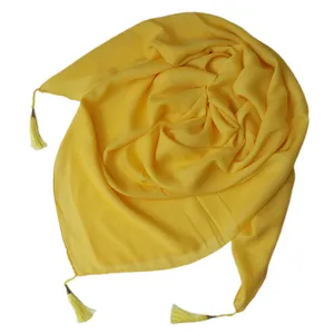 روسری زنانه مدل اسلپ ساده منگوله دار