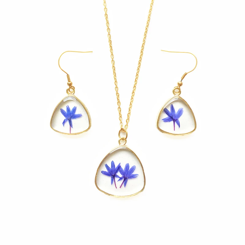 نیم ست زنانه مدل رزینی گل خشک طبیعی