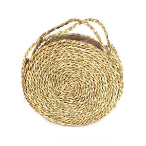 کیف دوشی زنانه مدل حصیری گرد