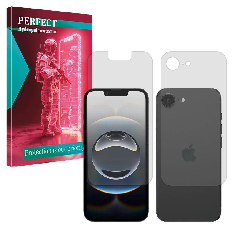 محافظ صفحه نمایش مات پرفکت مدل Tough مناسب برای گوشی موبایل اپل iPhone 16e به همراه محافظ پشت گوشی