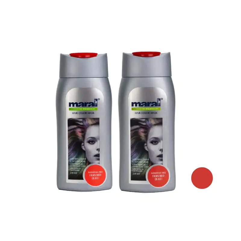 شامپو رنگساژ مو مارال شماره 8/65 حجم 400 میلی لیتر رنگ قرمز آتشین مجموعه دو عددی