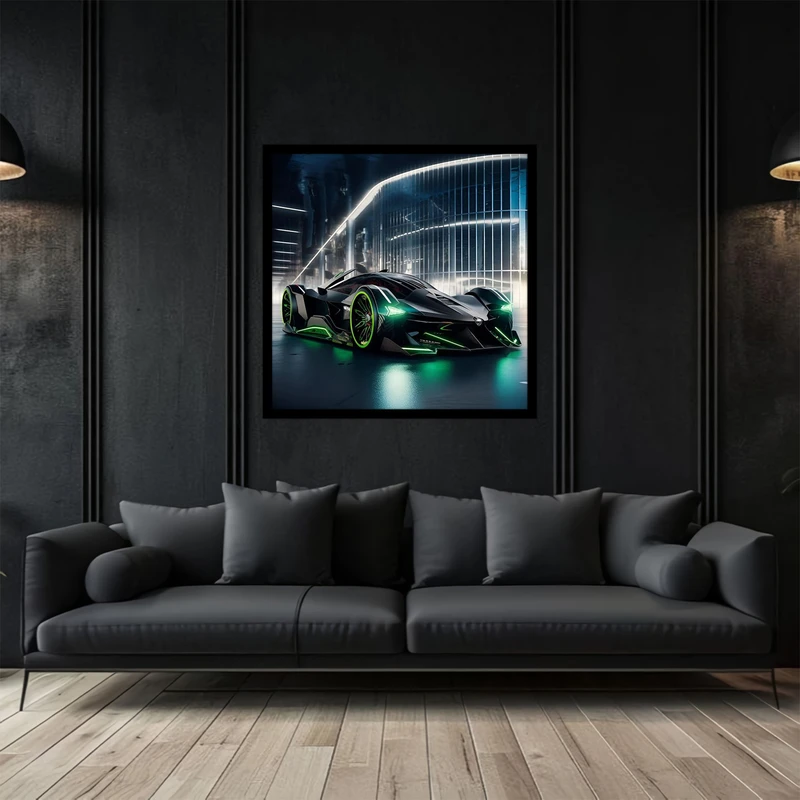 تابلو بکلیت طرح تصویر هنر دیجیتال ماشین مدرن و خودرو مدل B-bu2880