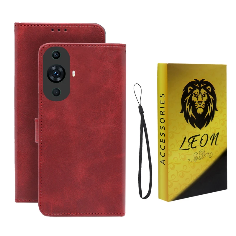 کیف کلاسوری لئون مدل Scusa Oro مناسب برای گوشی موبایل هوآوی Nova 11 Pro  به همراه بند آویز