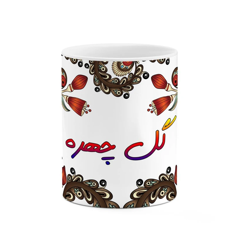 ماگ کاکتی مدل اسم گل_چهره طرح سنتی گل و بته کد mgh46712