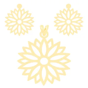 نیم ست طلا 18 عیار زنانه کرابو طرح گل مدل Kr8017