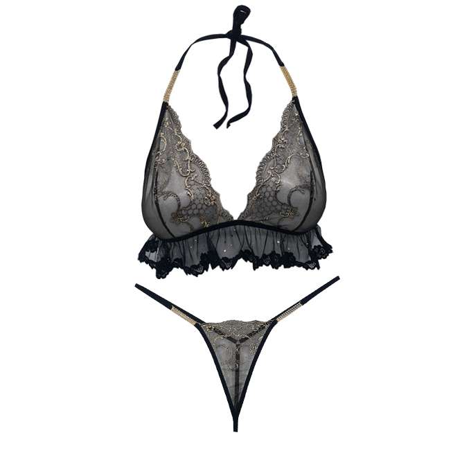 ست شورت و سوتین زنانه مدل توری کد 408