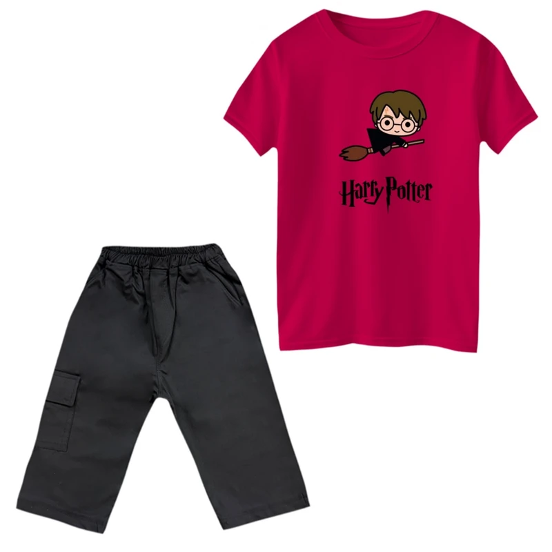 ست تی‌شرت و شلوارک پسرانه مدل هری پاتر کد 4