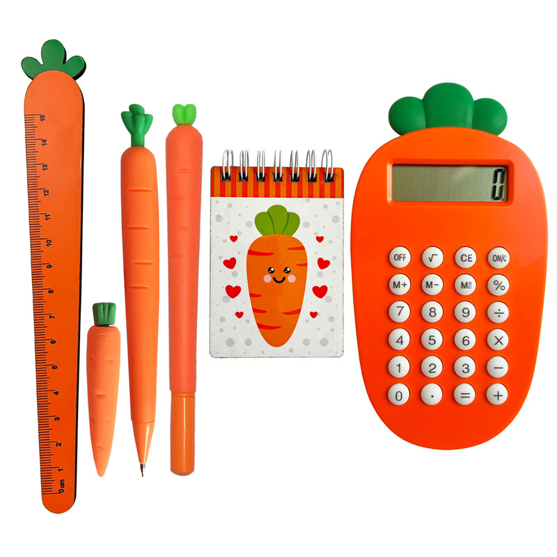 بسته لوازم تحریر مدل هویج گوبولی مجموعه 6 عددی