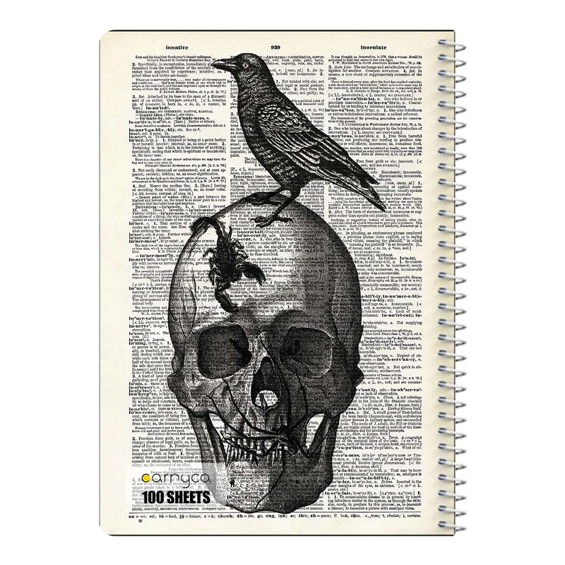 دفتر مشق 100 برگ سیمی کارنیکا طرح روزنامه وینتج اسکلت Vintage Newspaper Skeleton کد 98689