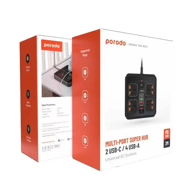 چندراهی برق پرودو مدل Super Hub 2 USB-C/4 USB-A