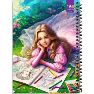دفتر نقاشی 150 برگ  انتشارات بله مدل رحلی طرح فانتزی دختر طراح کد A4-P100