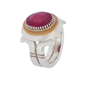 انگشتر نقره مردانه مدل ياقوت سرخ کد SGR 02